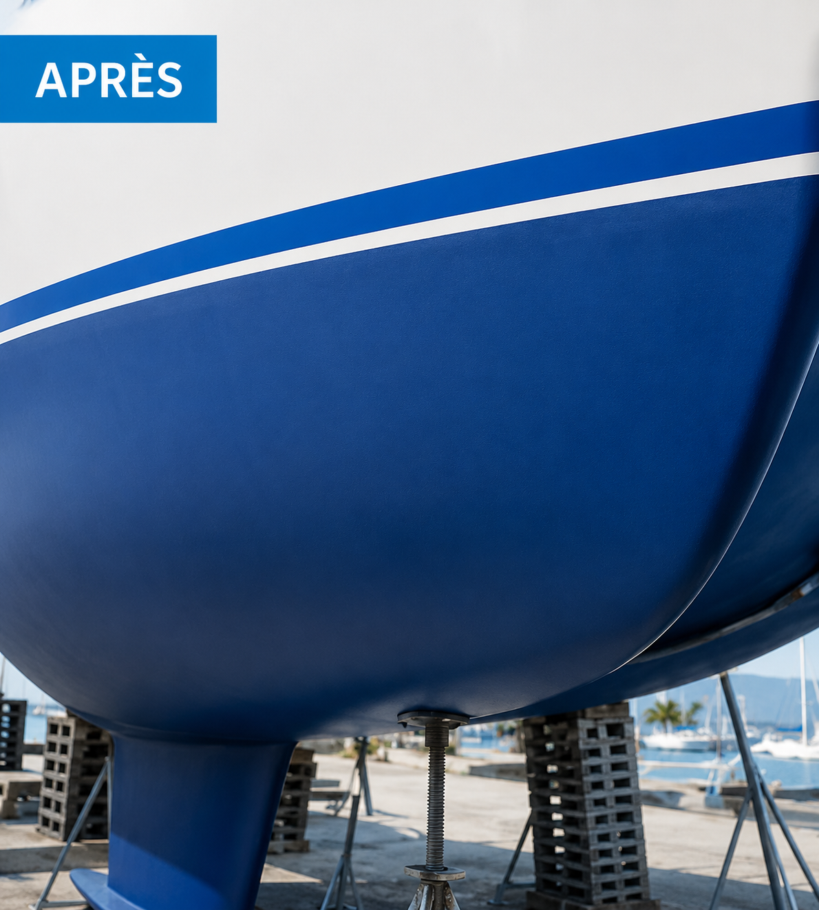 Coque de bateau apres antifouling chez SVS Carrosserie