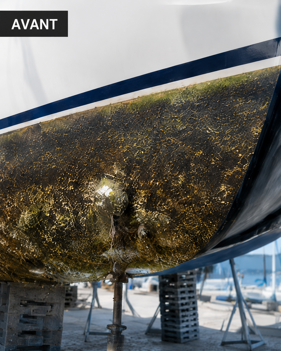 Coque de bateau avant antifouling